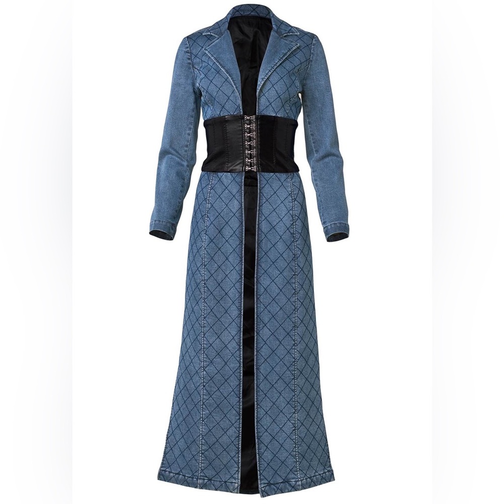 Quilted Jean Coat With Faux-Leather Detail absolutely gorgeous sizes M and L new